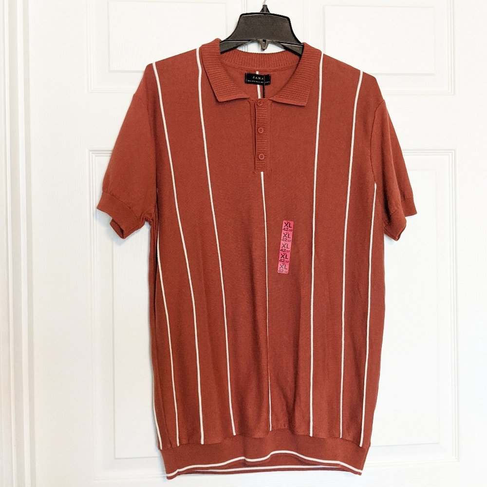 NWT men's Zara XL polo shirt orange/red